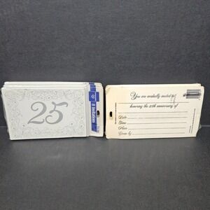 Ambassador 25th Anniversary Invitations Lot of 5 Packs 40 Total Silver White